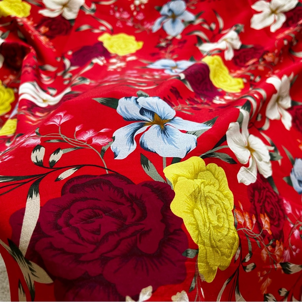 JOHNNY WAS JADE 100% Silk Vega Floral-Print V-Neck Silk Tunic w/ Tassels Artsy - Picture 6 of 11